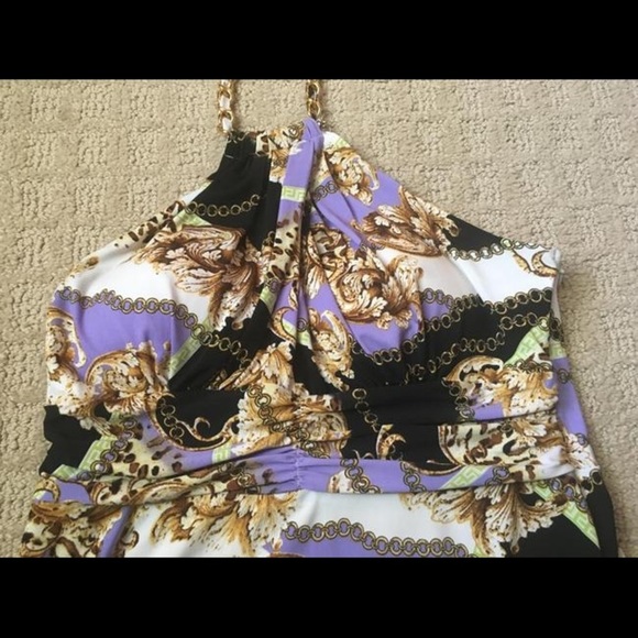 Cache Purple Chain Medallion Halter EUC - Picture 3 of 6
